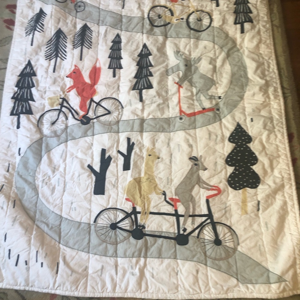 Animal Ride Quilted Throw Blanket - White, Gray, Red - 40 X 52  Land of Nodj
